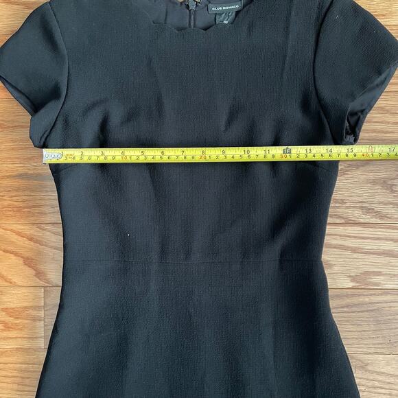 Club Monaco Milancey Scallop Trim Sheath Dress Womens 00 Black Workwear Cocktail - Picture 7 of 10